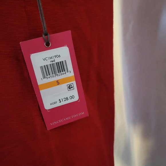 Vince Camuto Red Knit Dress Women Size Small Knee Length Ribbed,  NWT - Picture 4 of 6